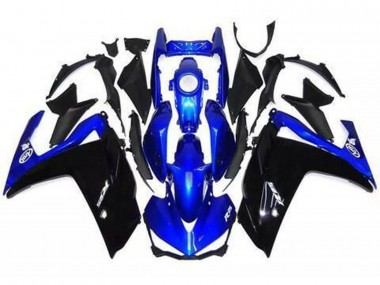 2015-2018 Gloss Black and Blue Yamaha R3 Motorcycle Fairing