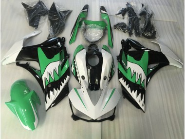 2015-2018 Green and White Shark Yamaha R3 Motorcycle Fairing