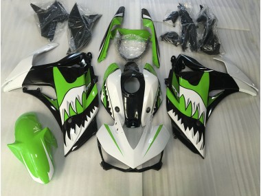 2015-2018 Lime Green and White Shark Yamaha R3 Motorcycle Fairing
