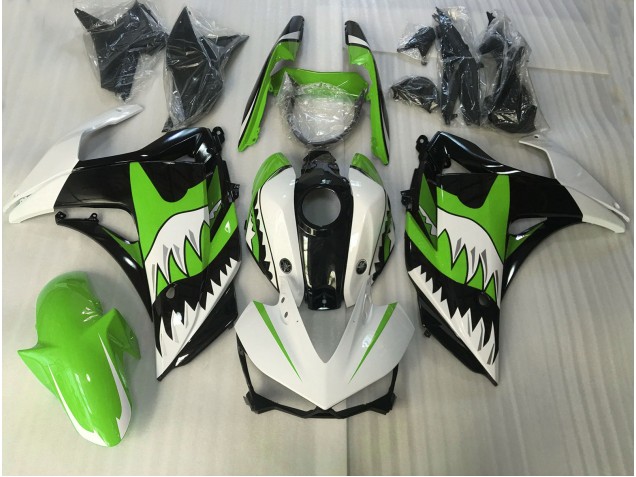 2015-2018 Lime Green and White Shark Yamaha R3 Motorcycle Fairing 2015-2018 Lime Green and White Shark Yamaha R3 Motorcycle Fairing