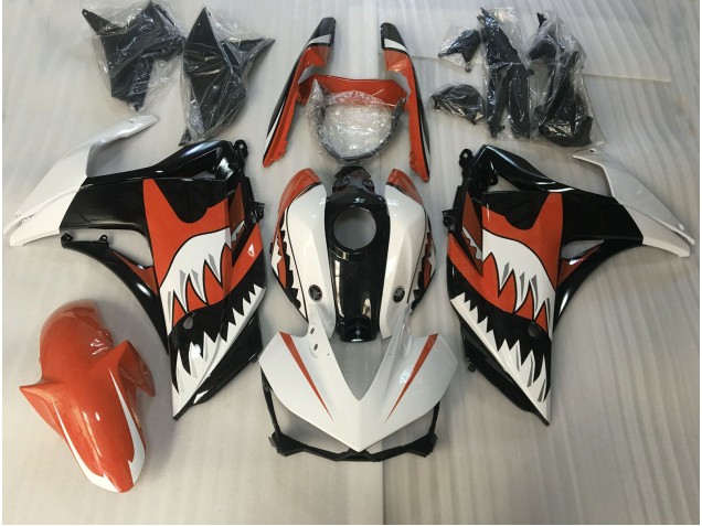 2015-2018 Orange and White Shark Yamaha R3 Motorcycle Fairing 2015-2018 Orange and White Shark Yamaha R3 Motorcycle Fairing