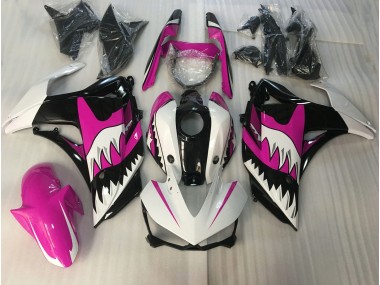 2015-2018 Pink and White Shark Yamaha R3 Motorcycle Fairing