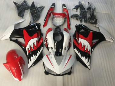 2015-2018 Red and White Shark Yamaha R3 Motorcycle Fairing