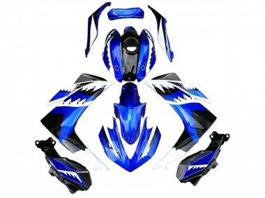 2015-2018 White Blue and Black Shark Yamaha R3 Motorcycle Fairing