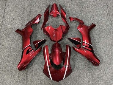 2015-2019 Deep Red & Black and White Accents Yamaha R1 Motorcycle Fairing