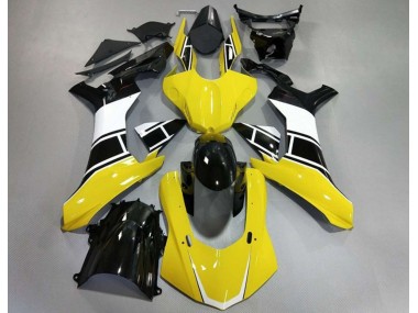 2015-2019 Gloss Yellow White and Black Yamaha R1 Motorcycle Fairing
