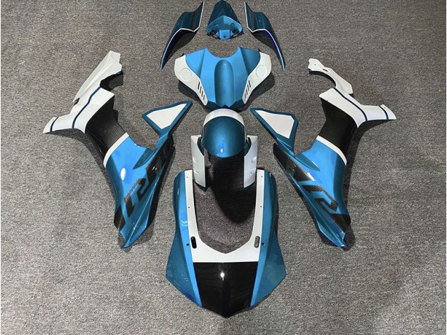 2015-2019 Light Blue & Carbon Fiber Accents Yamaha R1 Motorcycle Fairing 2015-2019 Light Blue & Carbon Fiber Accents Yamaha R1 Motorcycle Fairing