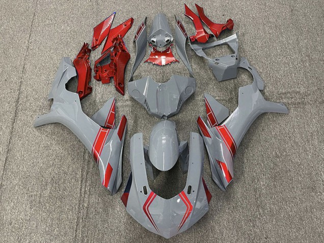 2015-2019 Nardo Grey & Red Accents Yamaha R1 Motorcycle Fairing 2015-2019 Nardo Grey & Red Accents Yamaha R1 Motorcycle Fairing