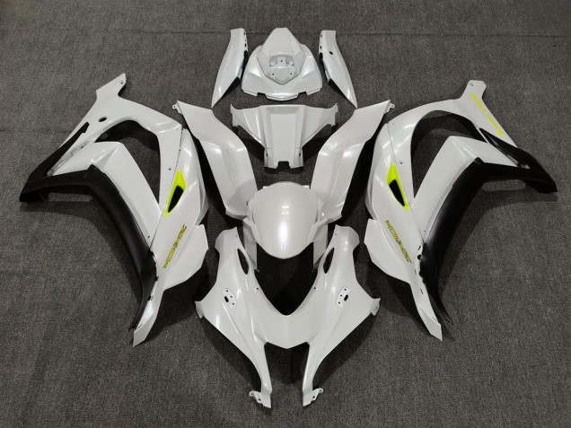 2016-2019 Pearl White & Yellow Kawasaki ZX10R Motorcycle Fairing