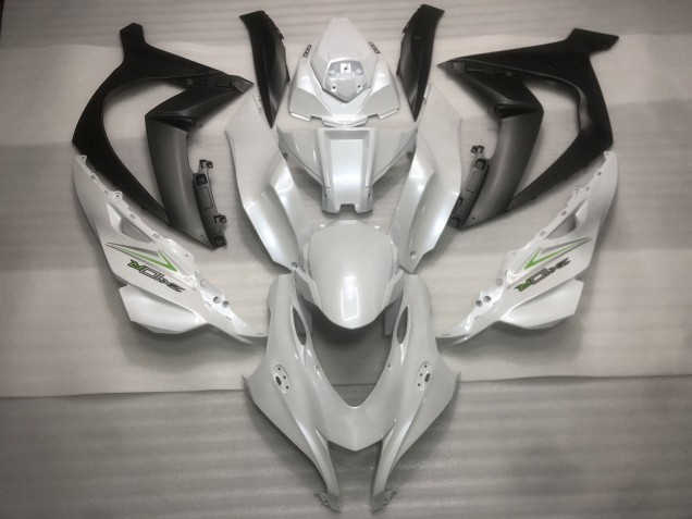 2016-2019 Pearl White and Green Kawasaki ZX10R Motorcycle Fairing