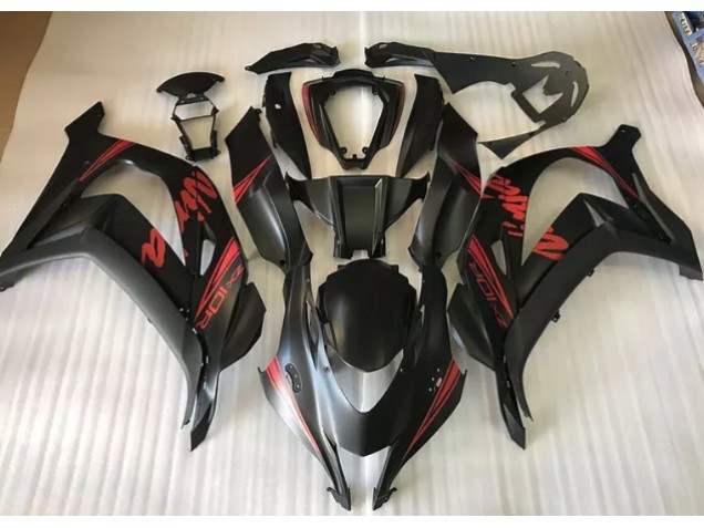 2016-2019 Satin Black & Red Kawasaki ZX10R Motorcycle Fairing