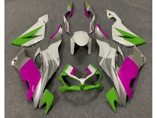 2019-2023 Gloss Green Pink and Silver Kawasaki ZX6R Motorcycle Fairing 2019-2023 Gloss Green Pink and Silver Kawasaki ZX6R Motorcycle Fairing